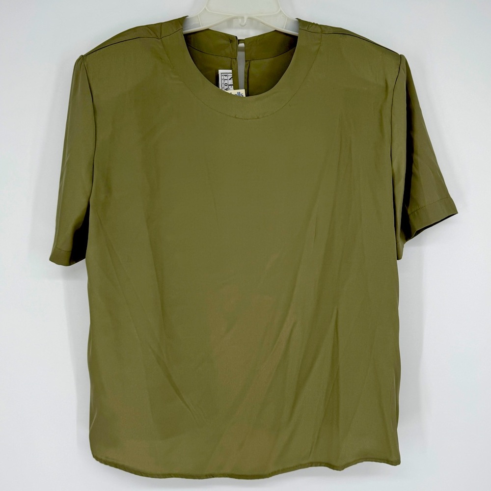 5/$25 Vintage NEW green short sleeve blouse